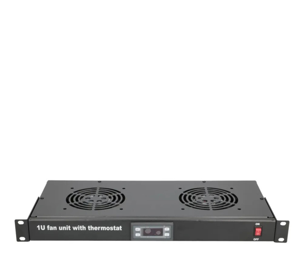 ExtraLink  Panel wentylacyjny 19" 1U 2 wiatraki z termostatem (czarna) - 1323232 - zdjęcie